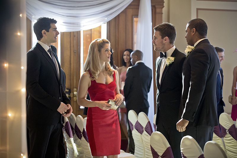 Still of David Ramsey, Brandon Routh, Stephen Amell and Emily Bett Rickards in Strele (2012)