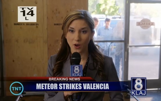 Krystin Goodwin as the Live Reporter of TNT's 