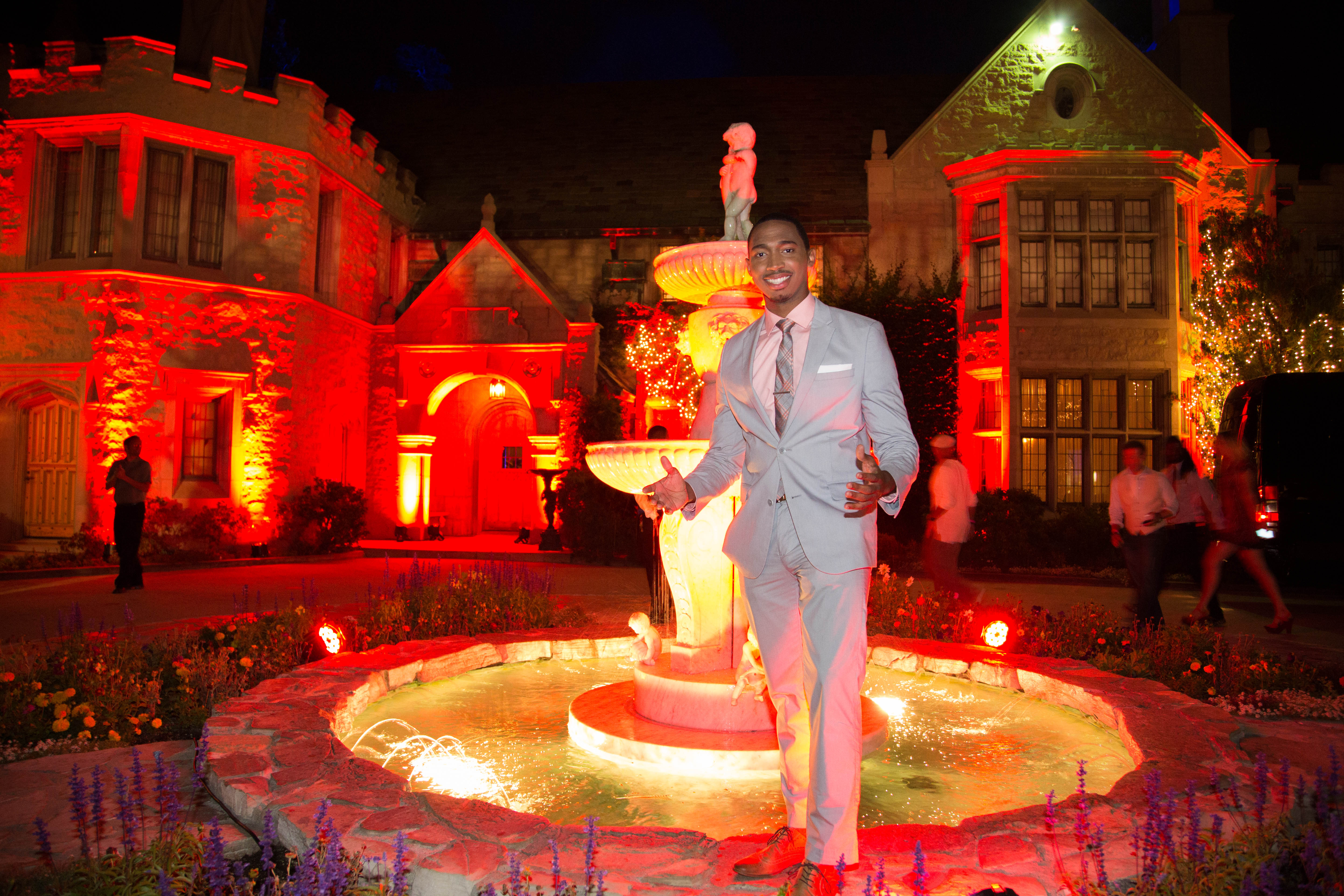 Noel Braham in front of The Playboy Mansion for the Pre Espy's BearTrap annual event.