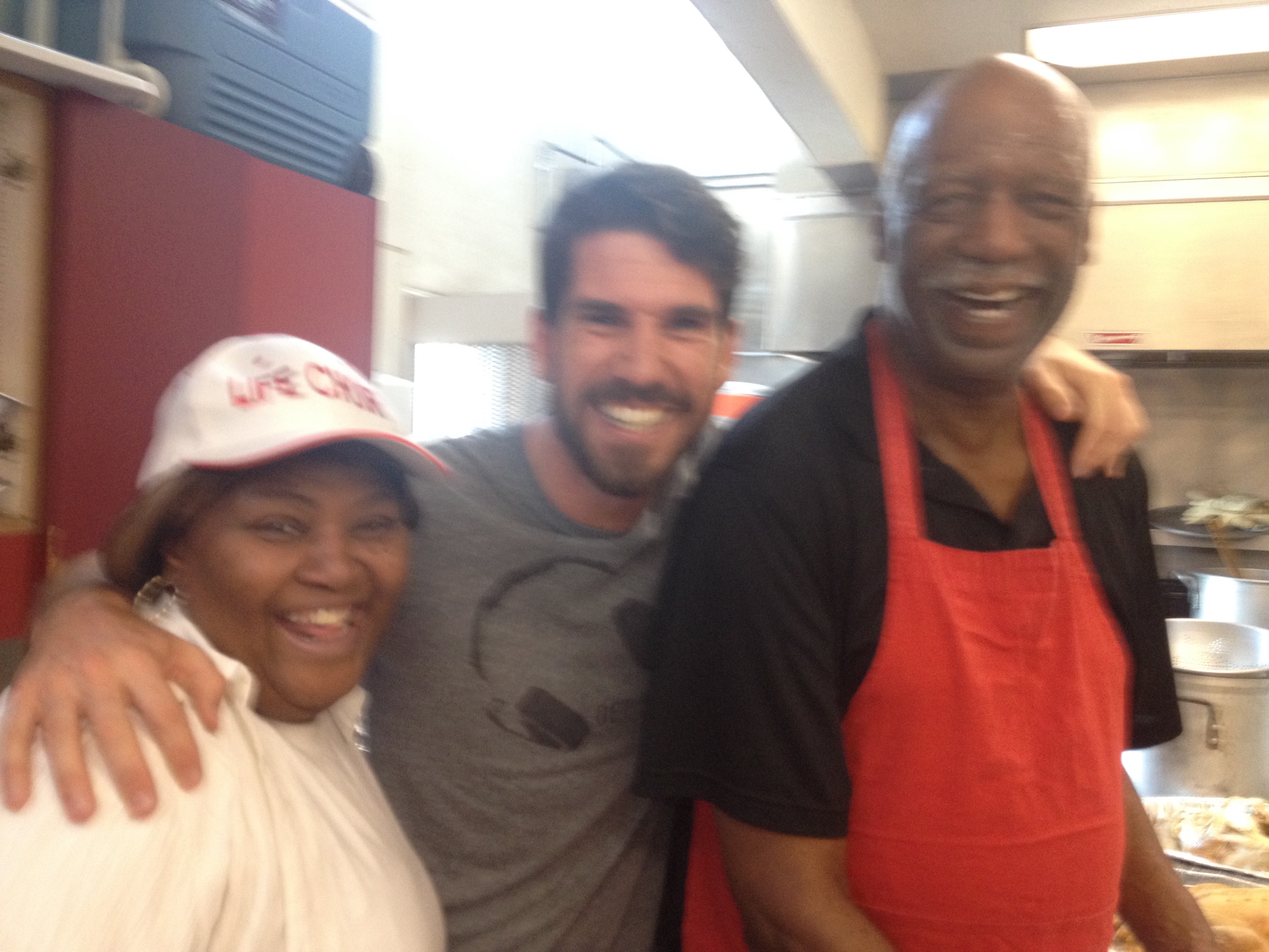 Actor luc mondelaers helping to feed the homeless in LA with his charity organisation cherry tea
