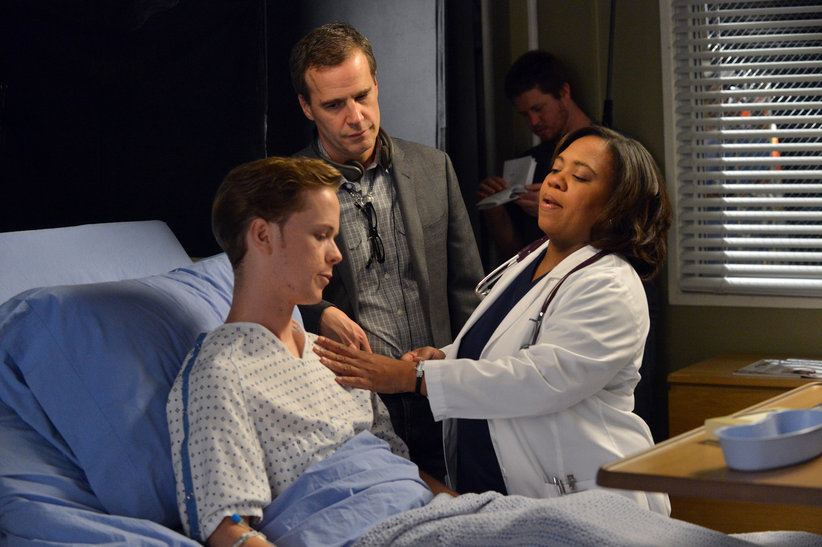 Bryce Lee Townsend, Tony Phelan and Chandra Wilson on set of Grey's Anatomy and Get Up, Stand Up