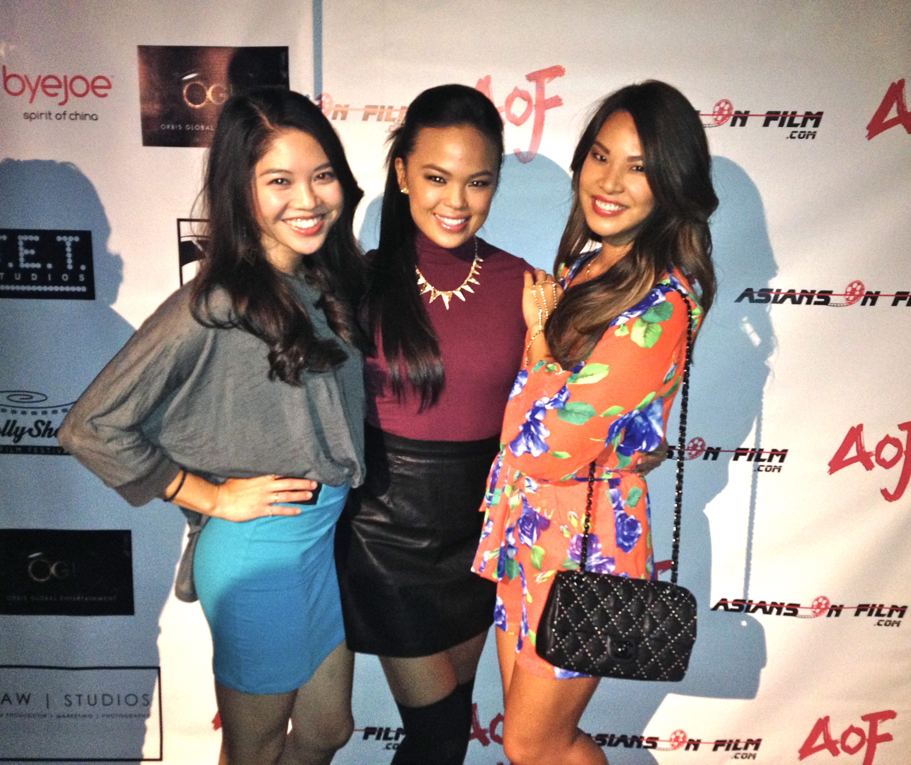 Jessica with friends, Nikki Soohoo and Lauren Gaw, at 'Asians on Film' Mixer