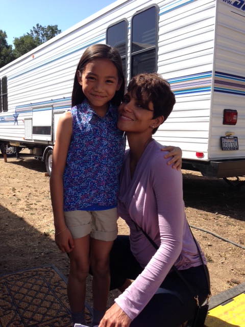 Halle Berry and Cheyenne Nguyen on set of EXTANT