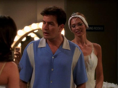 Still of Charlie Sheen and Maria Tornberg in Two and a Half Men (2003)
