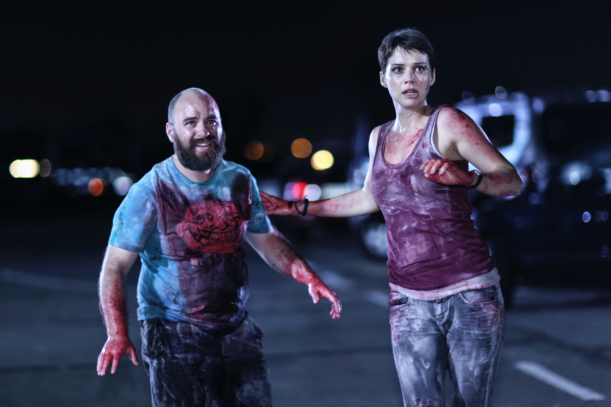 Still of Andrea Osvárt and Nicolás Martínez in Aftershock (2012)