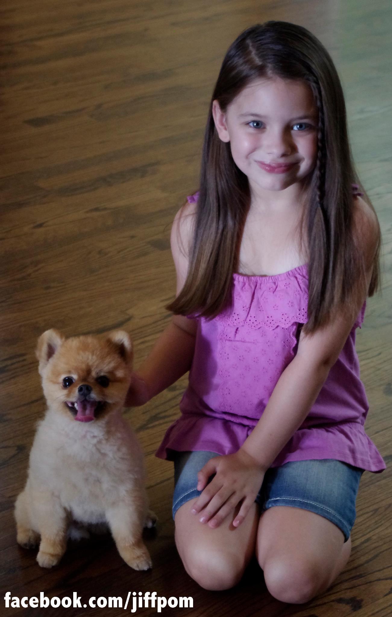 Kenzie with famous dog actor Jiff (Felix) filming Adventures of Bailey: A Night in Cowtown