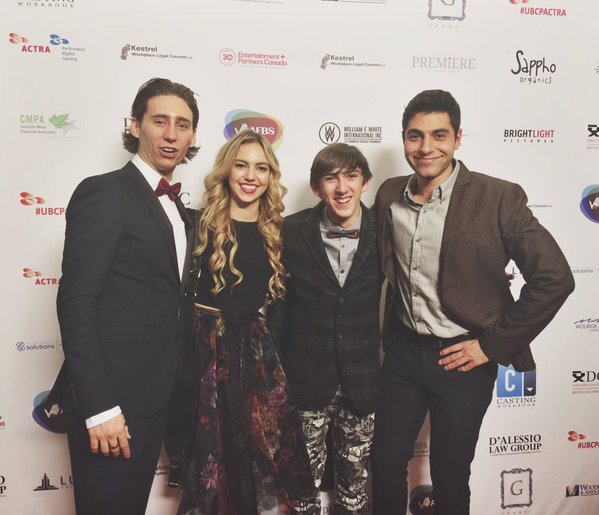 (from right to left) Artin John, Harrison Houde, Sydney Scotia & Zachary Gulka at the 2015 UBCP-ACTRA Awards Red Carpet