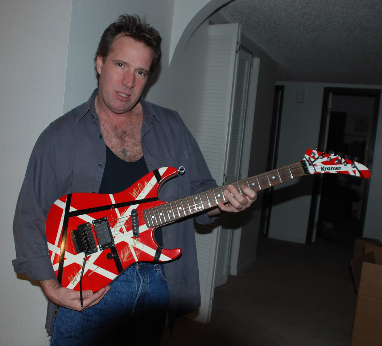 Derek Savage and his Van Halen guitar