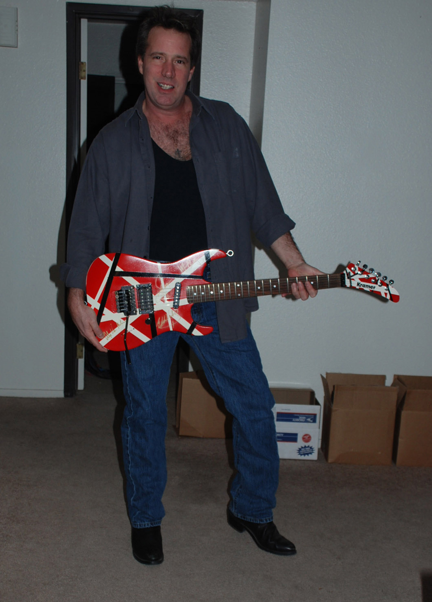 Derek Savage and his Van Halen guitar