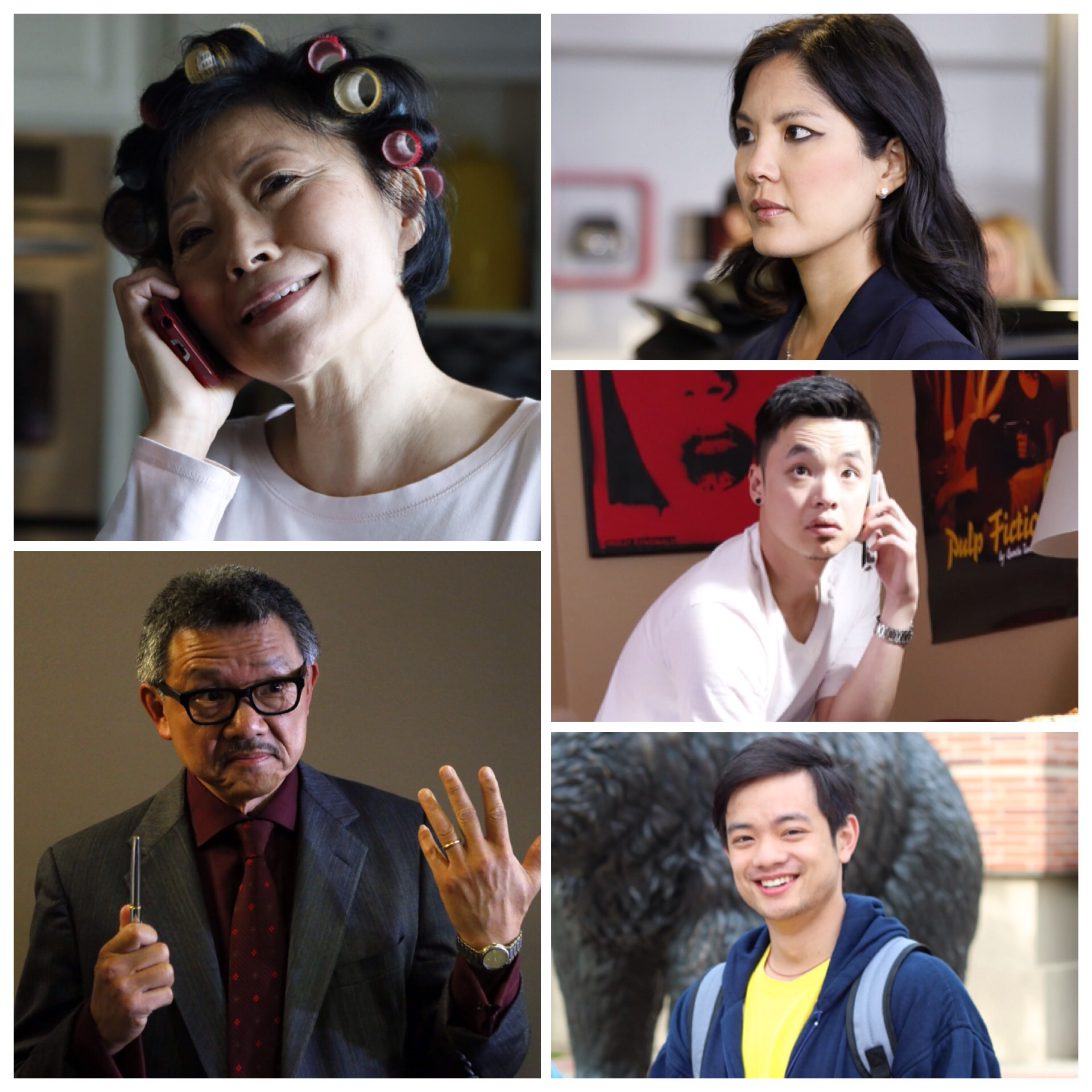 The Cast of THE LEES OF LOS ANGELES. Lynn Chen, Osric Chau, Elizabeth Sung, Jim Lau, and Phong Le.