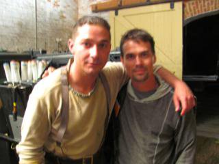 Ronnie Kantorik and Shia Labeouf on the set of: John Hillcoat's, Wettest County.