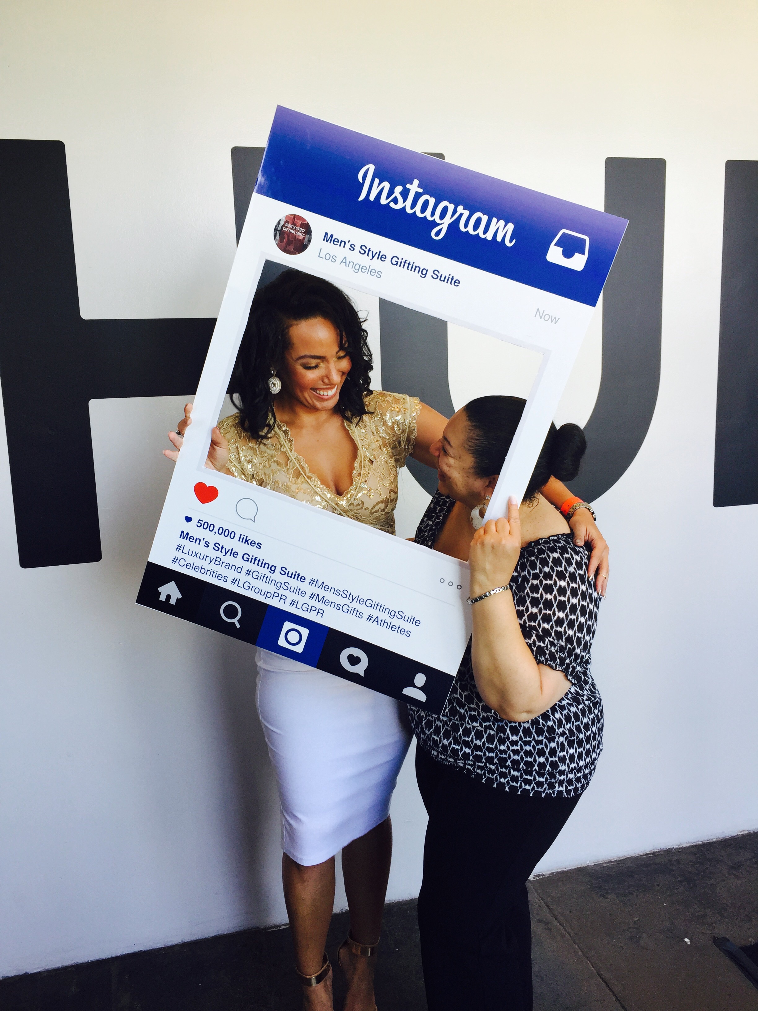 Actress Frankie Blair sharing a laugh with her Publicist LaShirl Smith (L Group PR) at the Pre-ESPYs Men's Style Gifting Suite that she hosted.