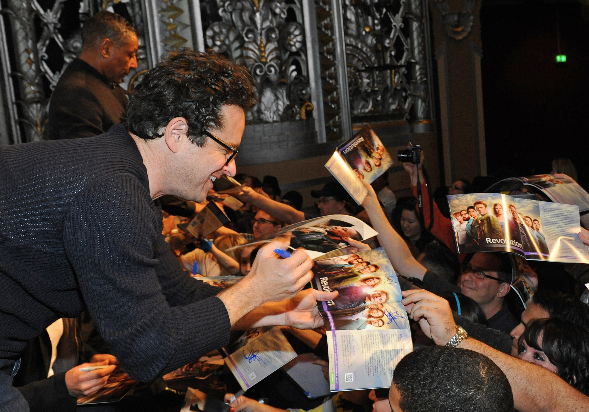 Giancarlo Esposito, J.J. Abrams and Daniel N. Butler at event of Revolution (2012)