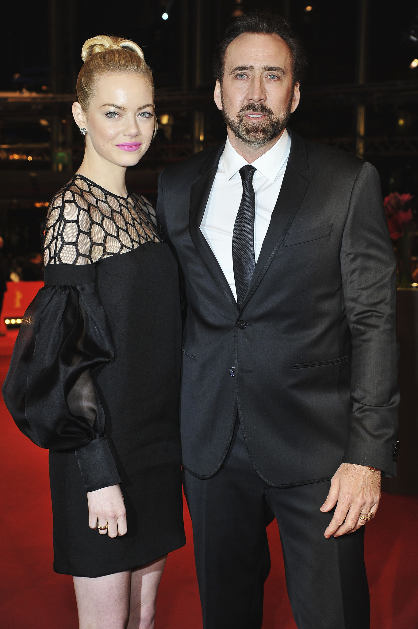 Emma Stone and Nicolas Cage attend the 'The Croods' Premiere during the 63rd Berlinale International Film Festival at Berlinale Palast on February 15, 2013 in Berlin, Germany.