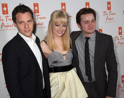 Dan Byrd, Will Gluck and Emma Stone