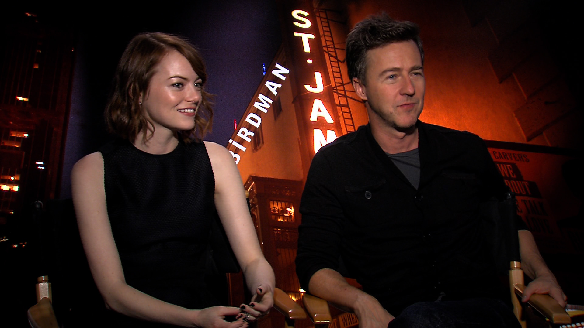 Still of Edward Norton and Emma Stone in IMDb: What to Watch (2013)