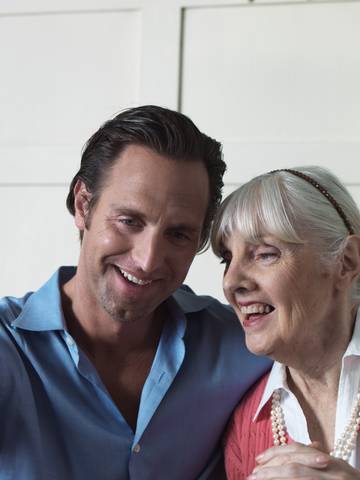 With mother, Irene Maddocks during Novartis Pharmaceuticals photo shoot.
