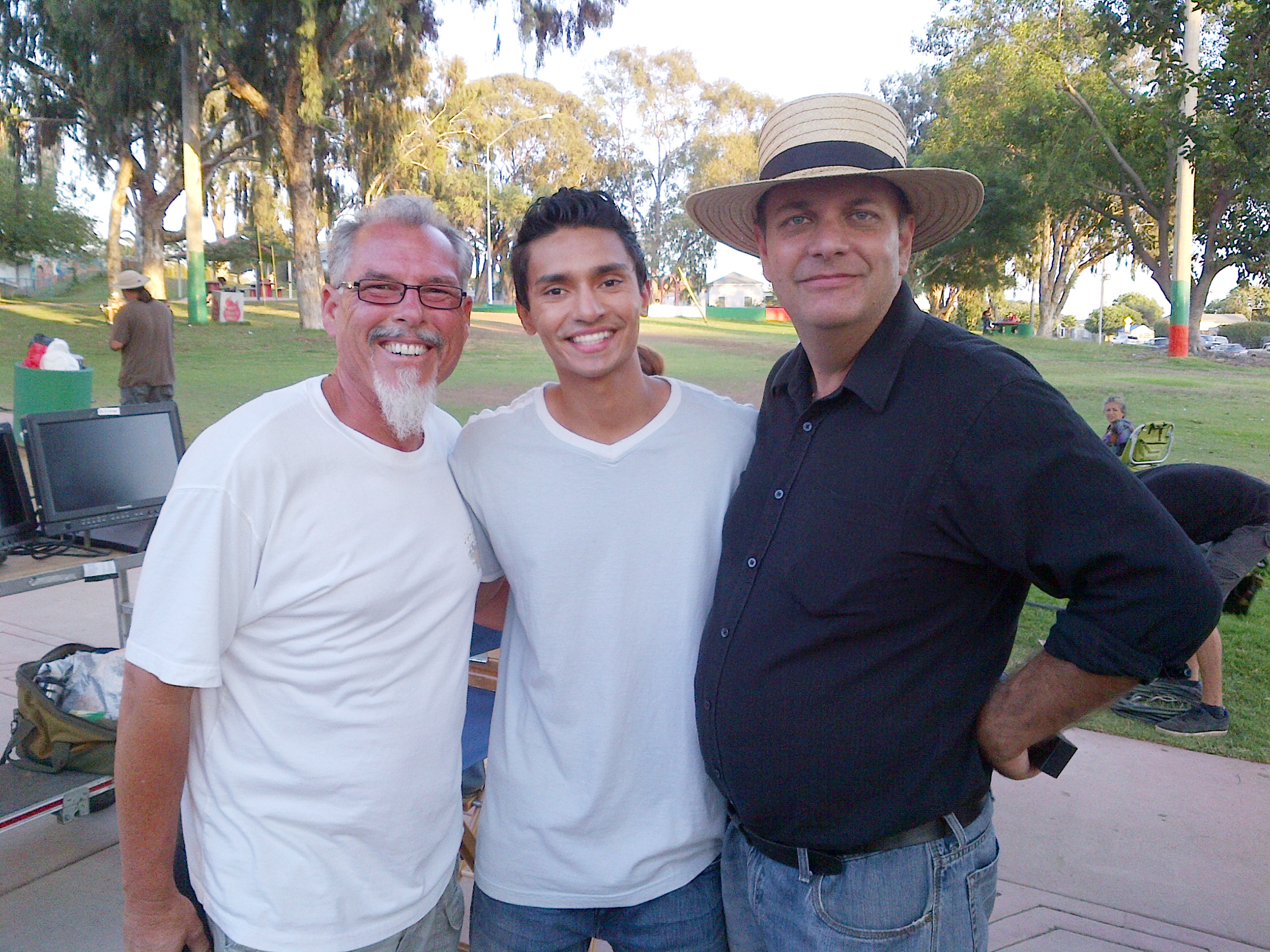 With director Mark Maine and producer Kevin Diamond on set of La Migra