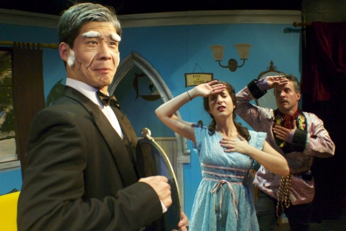 Eddie Liu, Shelly Hacco, and Bill Doherty Jr. in Theatre 68's production of 