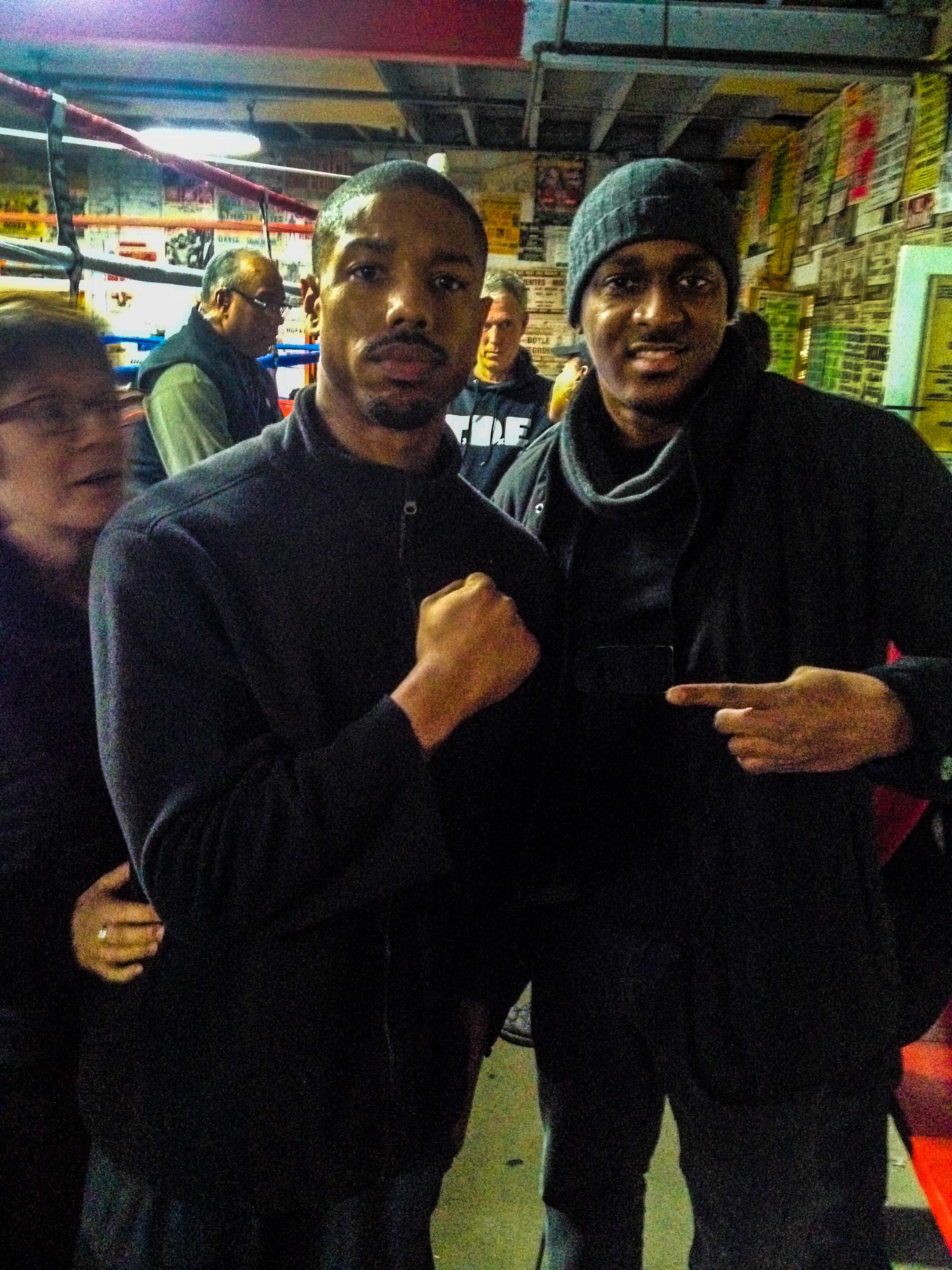 Michael B. Jordan and I, on set of Creed.