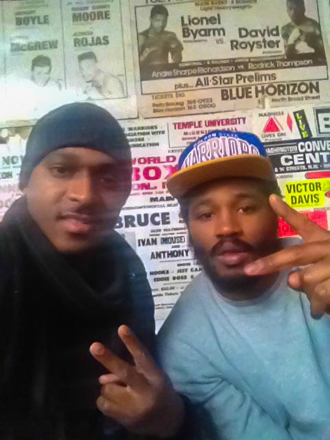 On set of Creed with the director Ryan Coogler. He is on his way to becoming the next great director. Look out for him.