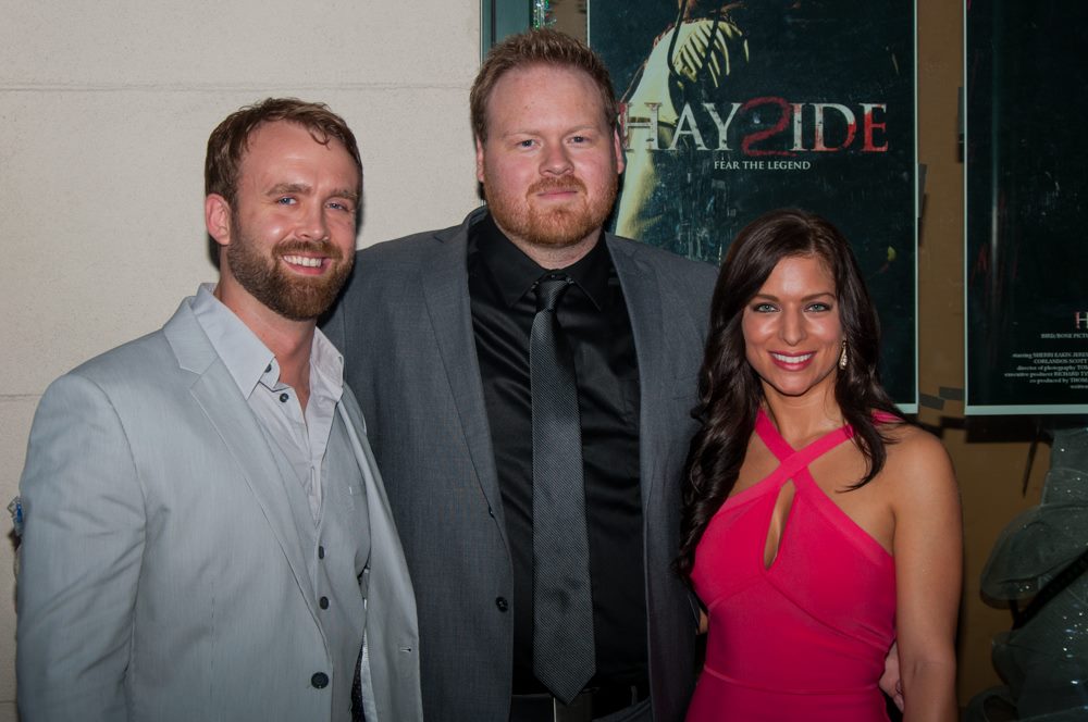 Sherri Eakin with actor Jeremy Sande and director Terron Parsons at the premiere of Hayride 2