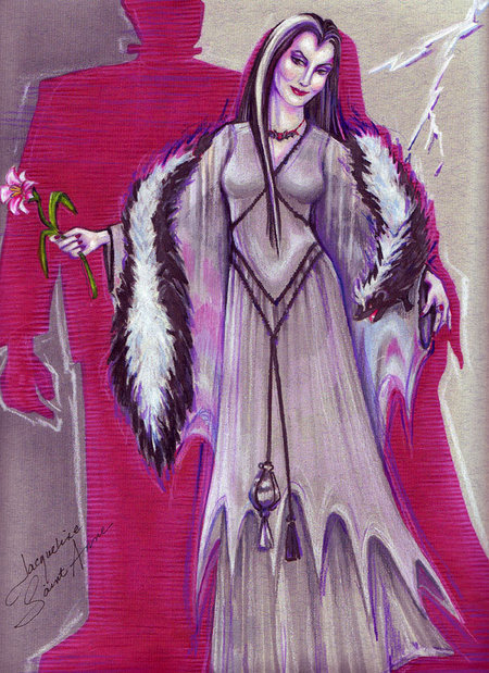 MUNSTERS-sketch for Veronica Hamel as Lily Munster - Costume design by Jacqueline Saint Anne