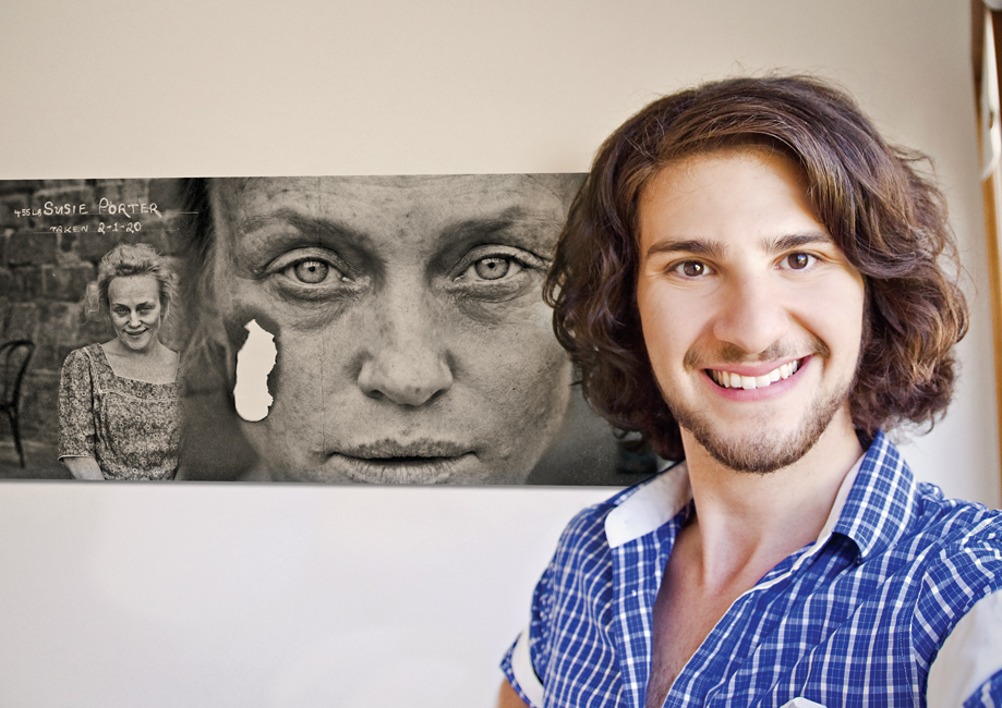 Luke Stambouliah with his photograph of Susie Porter from 