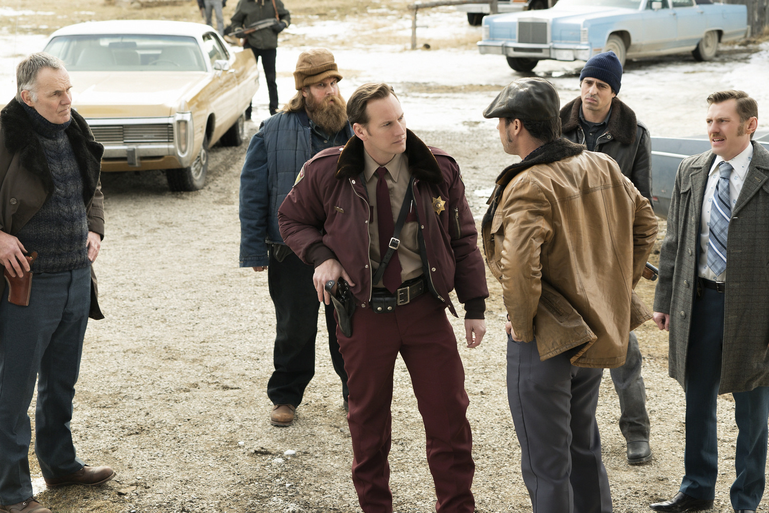 Still of Jeffrey Donovan, Patrick Wilson and Keir O'Donnell in Fargo (2014)