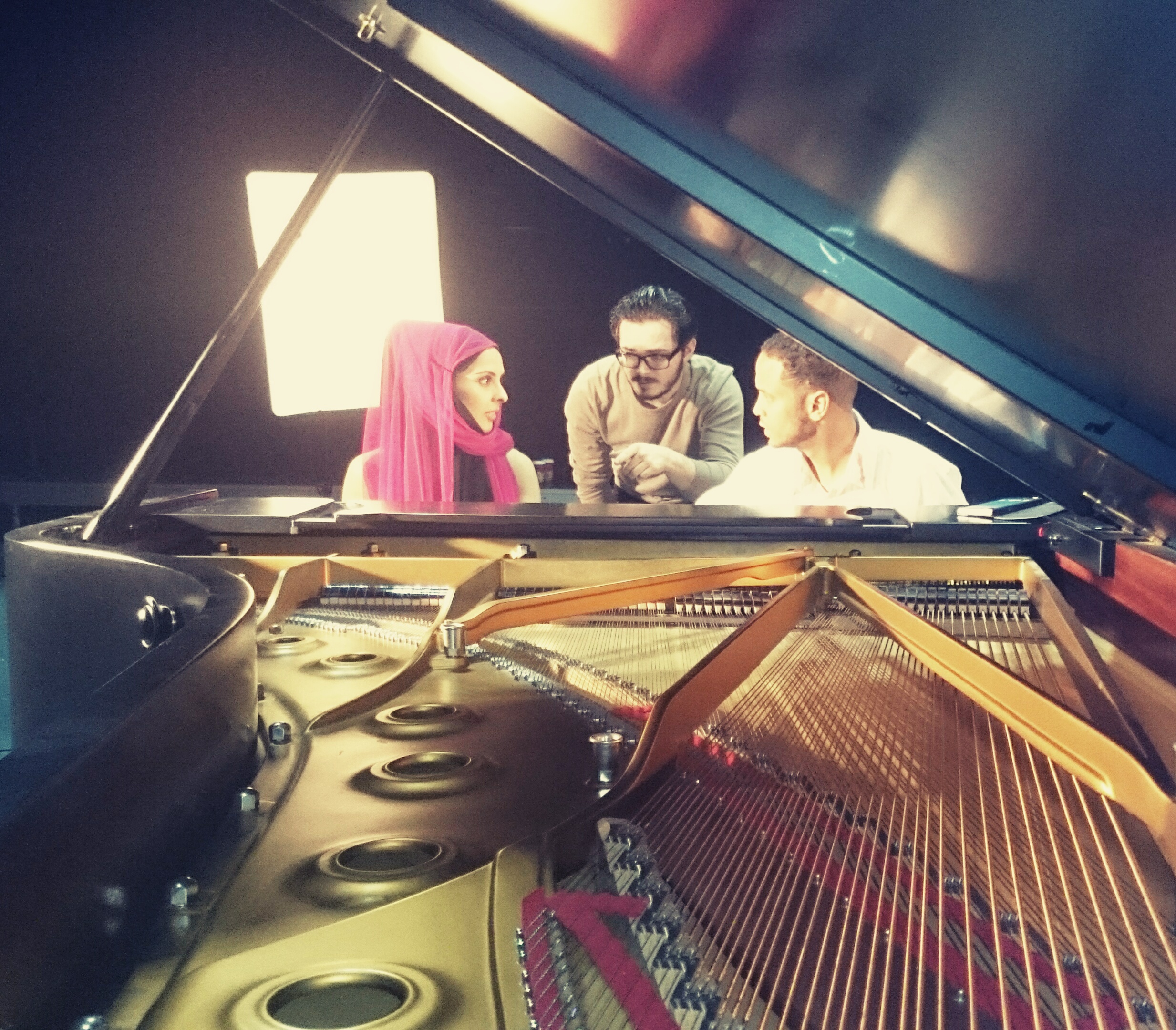 Callum Andrew Johnston directing lead actors Reese Scholtz & Reena Ruparelia during the poster shoot for 'The Forbidden Note' - 2015.