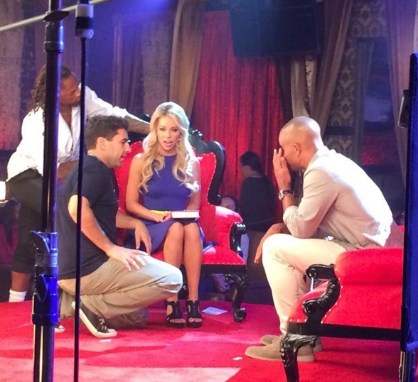 Lindsay McCormick on set filming The Bounce Back movie alongside actor Shemar Moore and producer Youssef Delara.