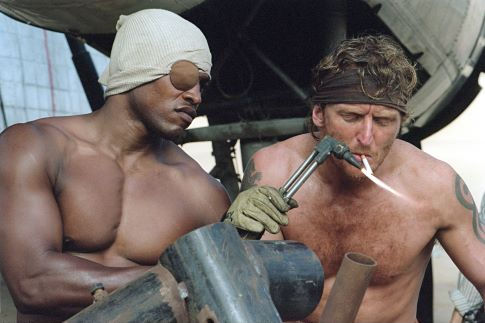 Jeremy (Kirk Jones, left) and Rodney (Tony Curran) take a quick break from the rigors of their life-and-death struggle.