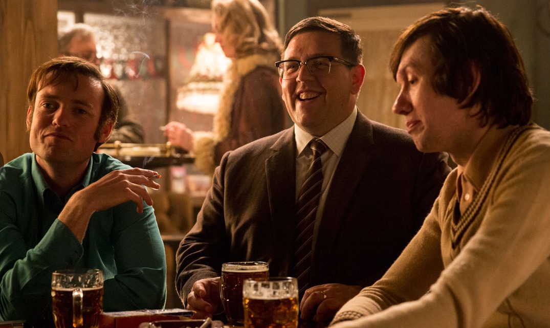 Still of Brendan Patricks, Nick Frost and Lawry Lewin. Mr SLoane (2014)