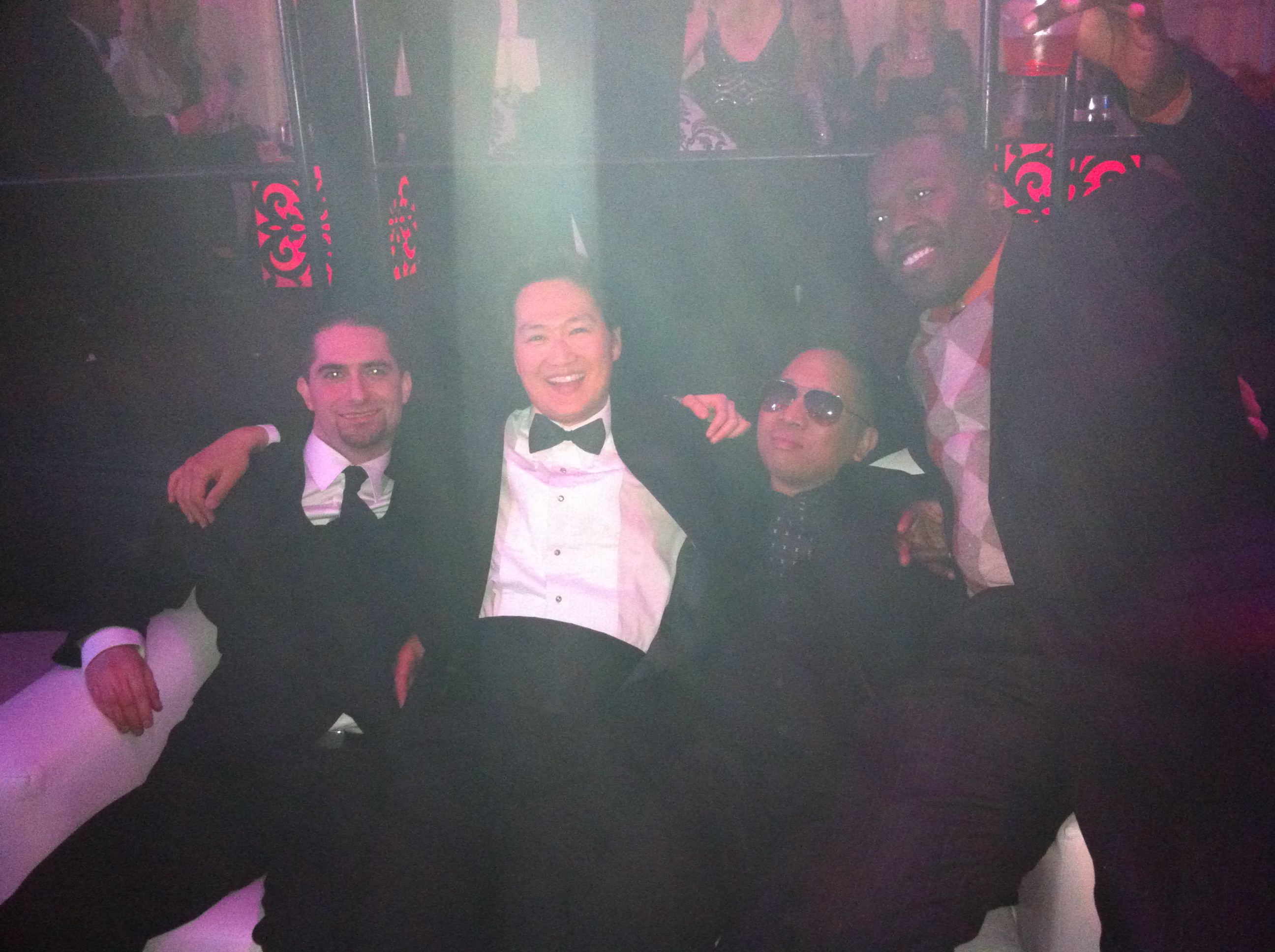 Andy Stein, Dr. James Lee, Rogelio Santos, Big LeRoy Mobley at P-Diddy's cabana - Playboy Mansion.