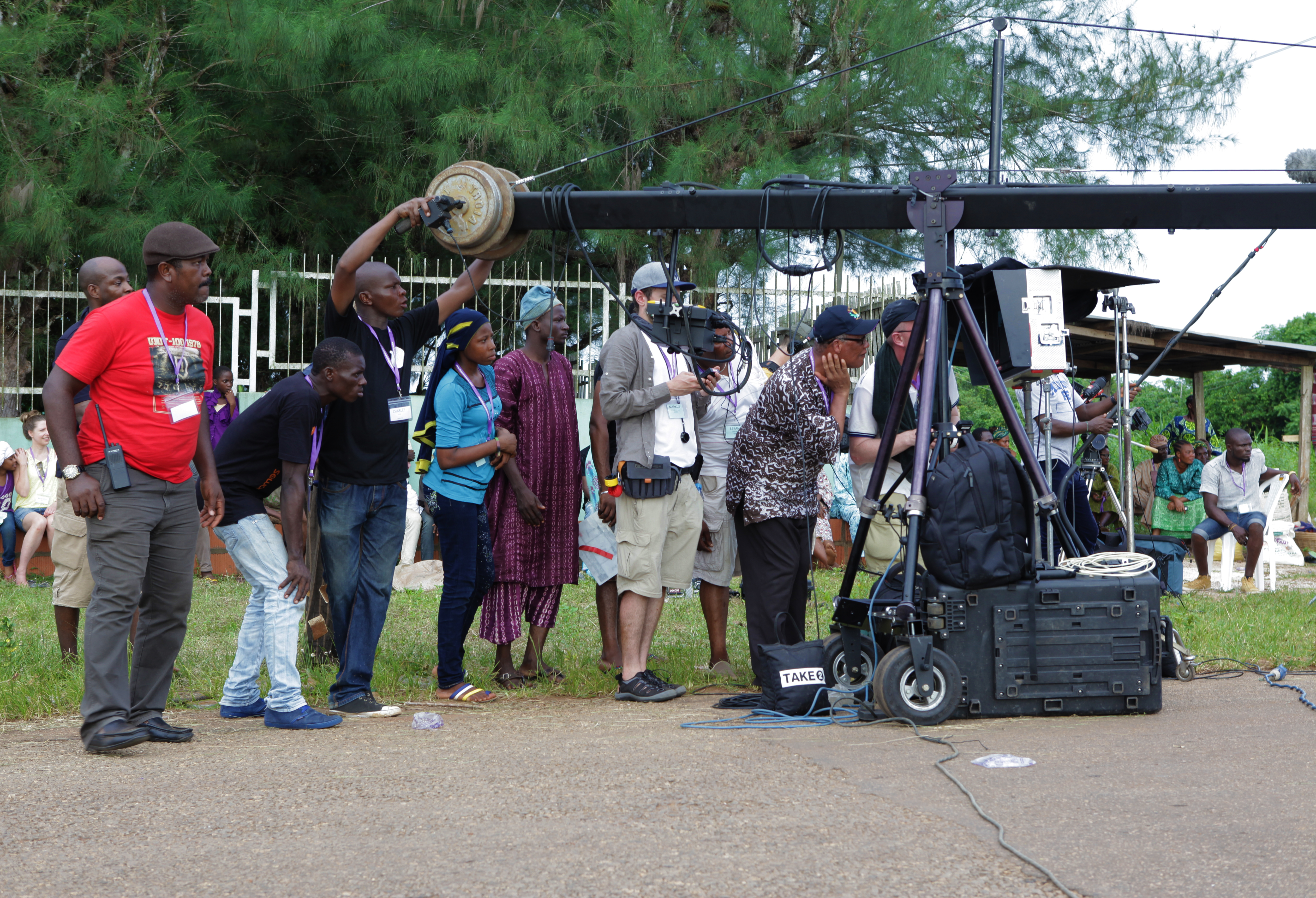 David Ogunde directing the African scene in The Snare