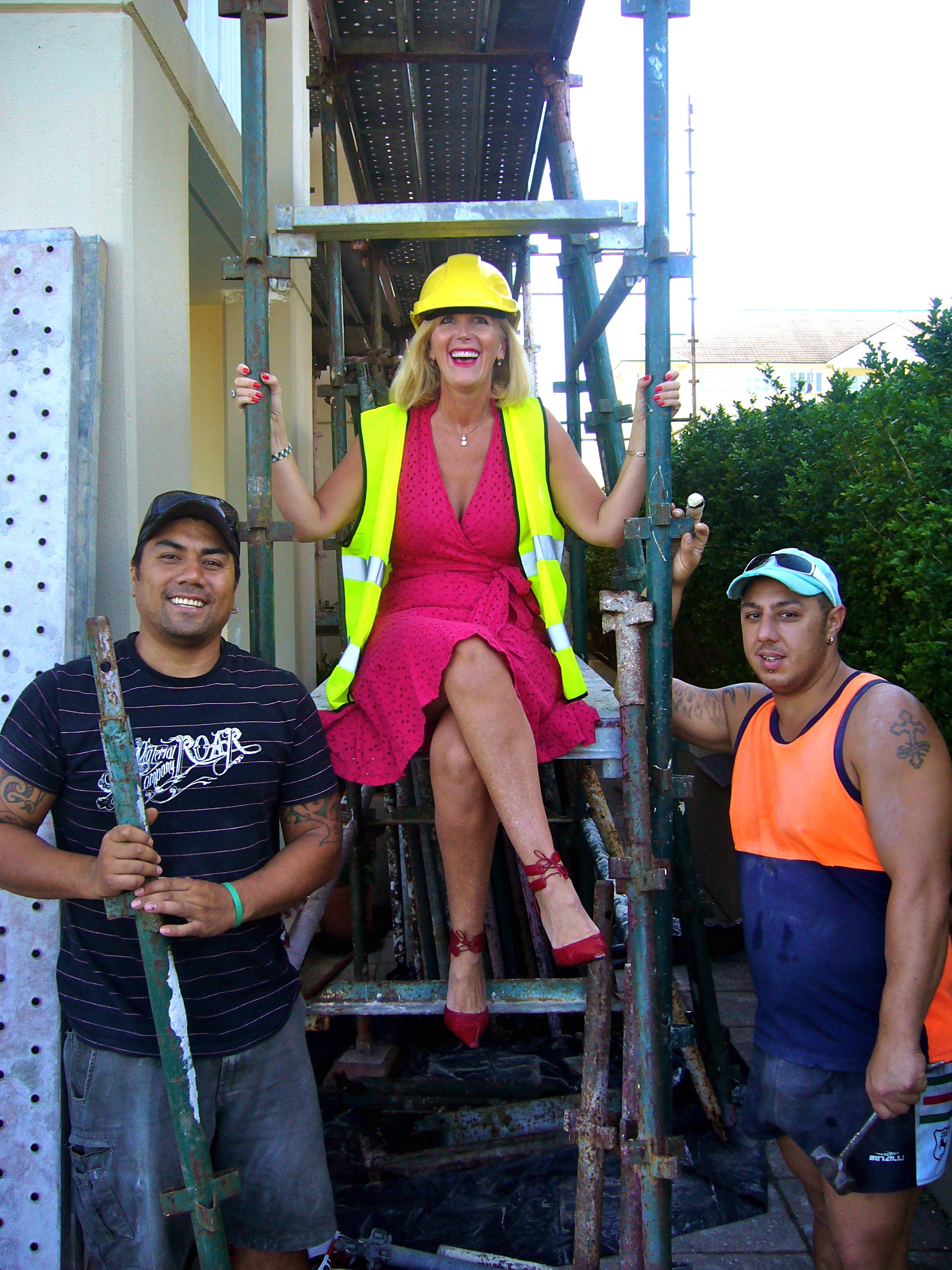 TV Stylist Shelley Sykes with the Scaffolders