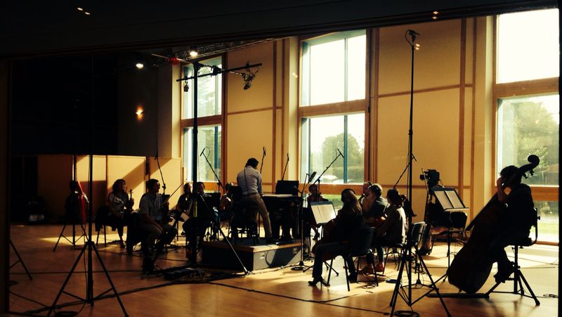 Michelino Bisceglia conducting Antwerp Film Music orchestra.