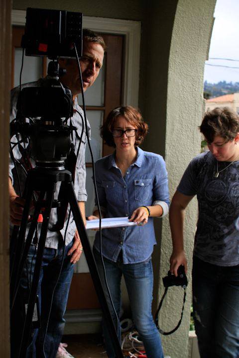 Writer Kim Nunley and Director of Photography Thomas Broening on the set of SLY SYLVESTER.