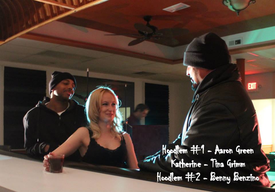 Benny Benzino as Neal Mucklow (far right), on set of Carlos Dunn's 
