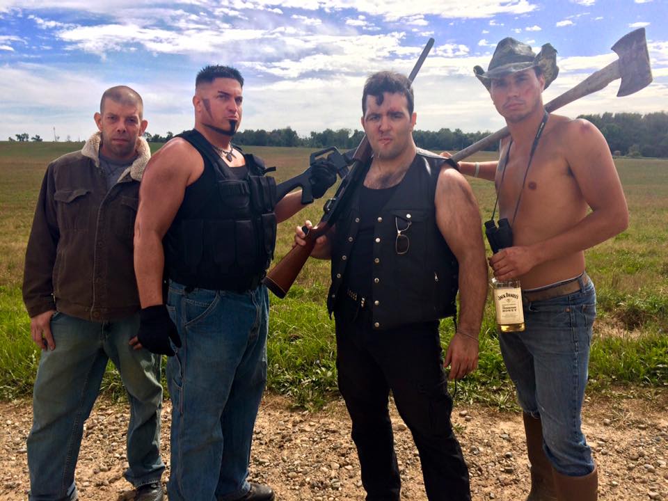 Benny Benzino as Russo (2nd from left) on the set of 