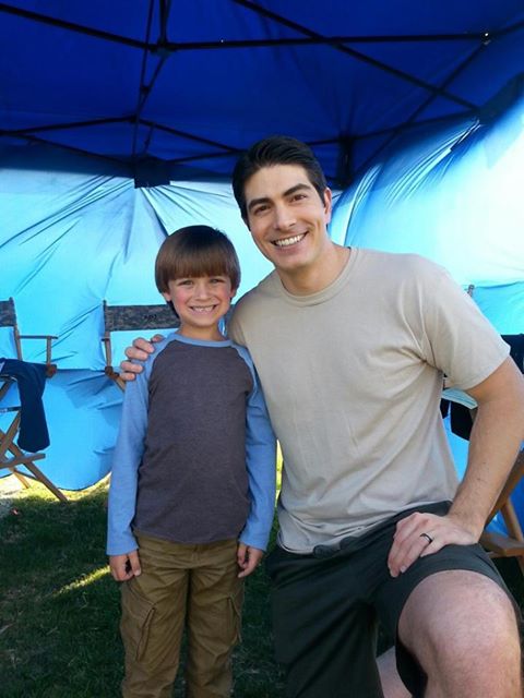 Rob Lamer and Brandon Routh on set of Enlisted