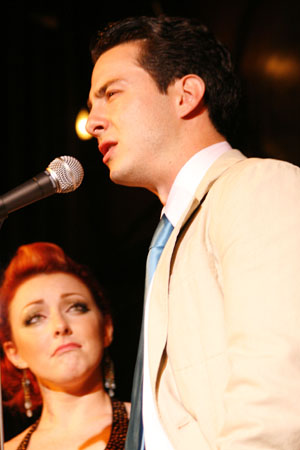 Husband & Wife duo Christopher Kale Jones & Jenna Coker-Jones Singing at the UPRIGHT CABARET in Los Angeles.