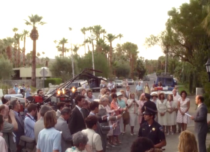 Log Shot of Jerry Clarke as Dr. Ron Daniels announcing Liberace's death in Palm Springs, California in 1987