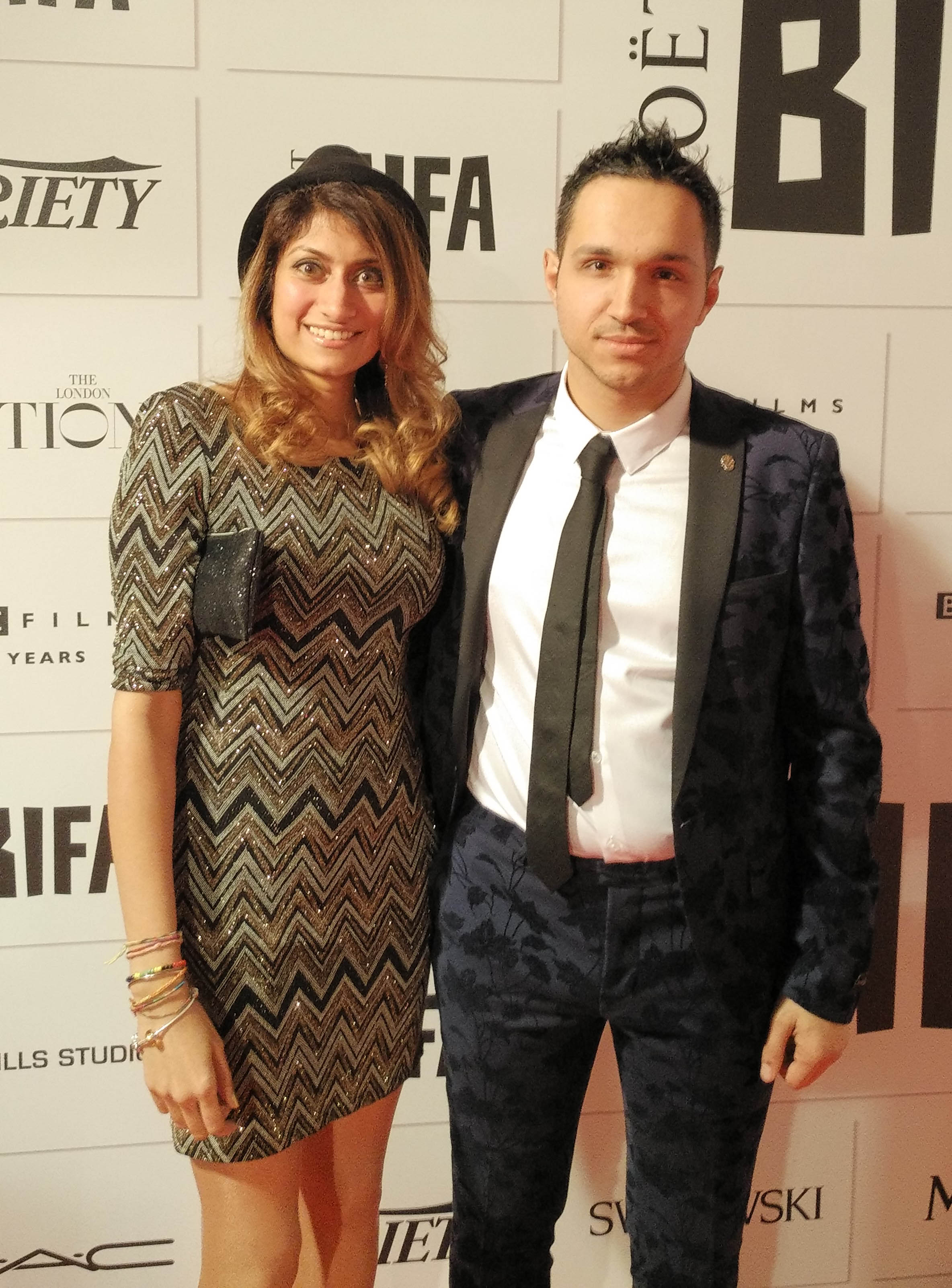 Adam Patel with Maaya Modha at the British Independent Film Awards 2015.