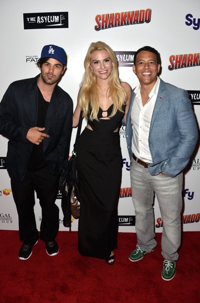 writer Jared Cohn, actress Jackie Moore, actor Demetrius Stear arrive at Fathom Events Presents The Premiere Of The Asylum And Syfy's 