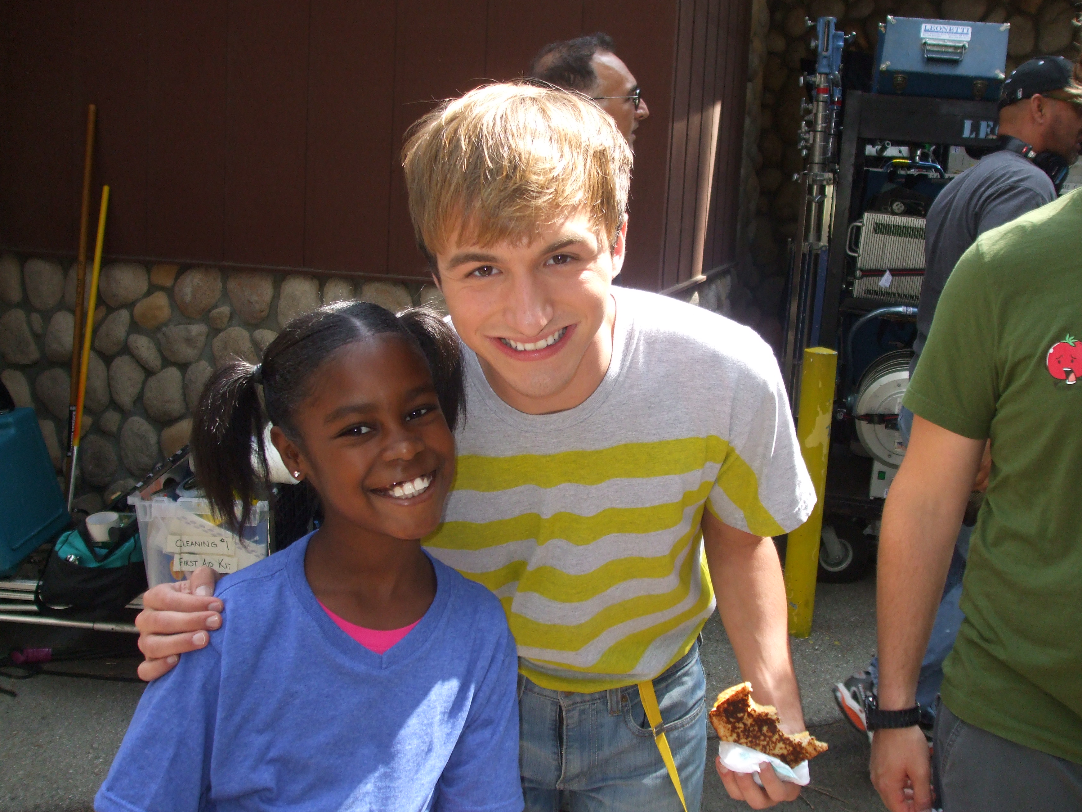 Lexi with Lucas on the set of Nickelodeoen's Camp Fred 3 the movie.