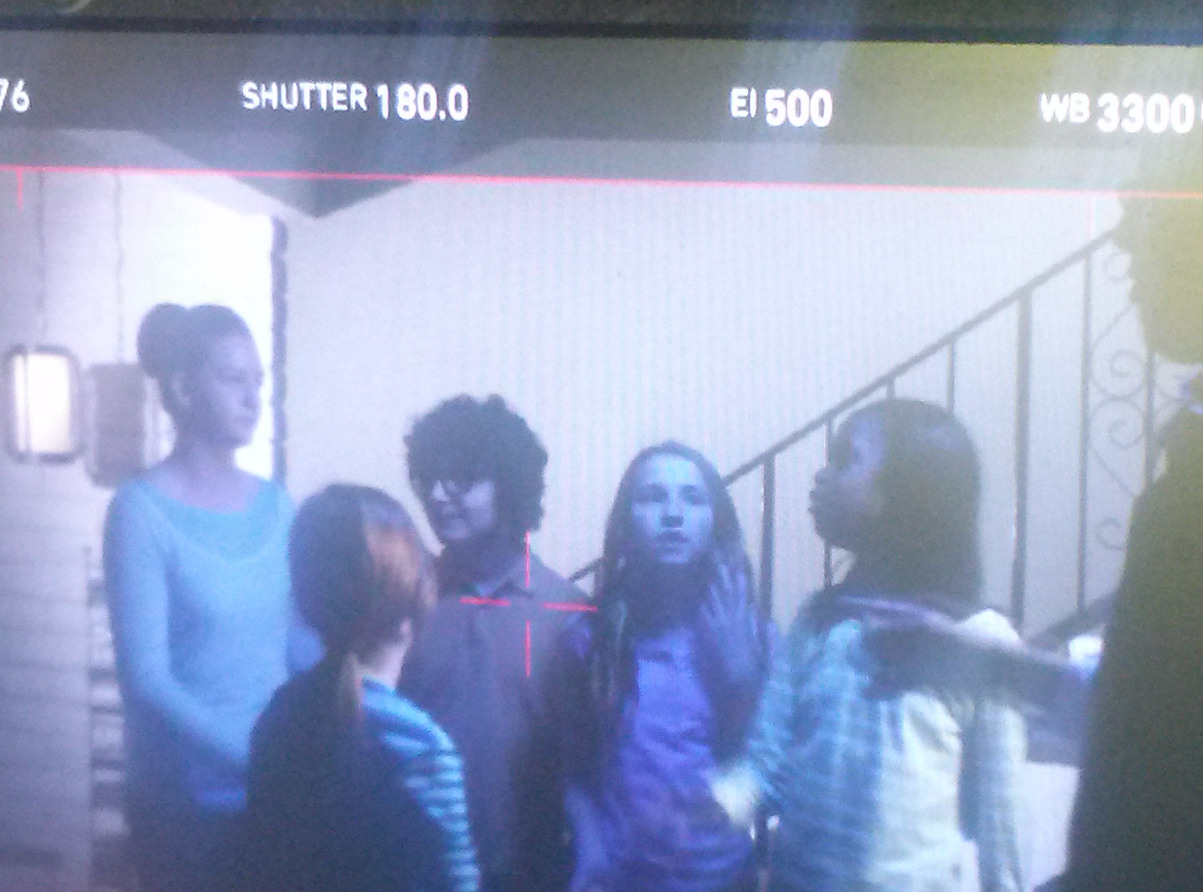 Alexis doing a scene with her friends for the Charter Commercial.
