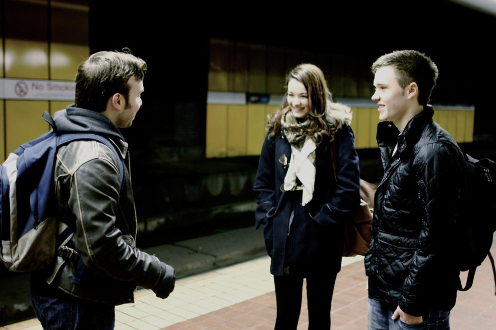 Colin Ross Smith chats with Rachel Wile & Declan Michael Laird about the scene they are about to film.