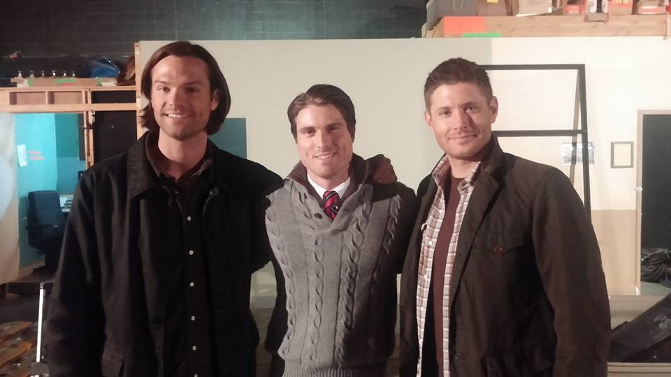 On the set of Supernatural with Jared Padalecki and Jensen Ackles.