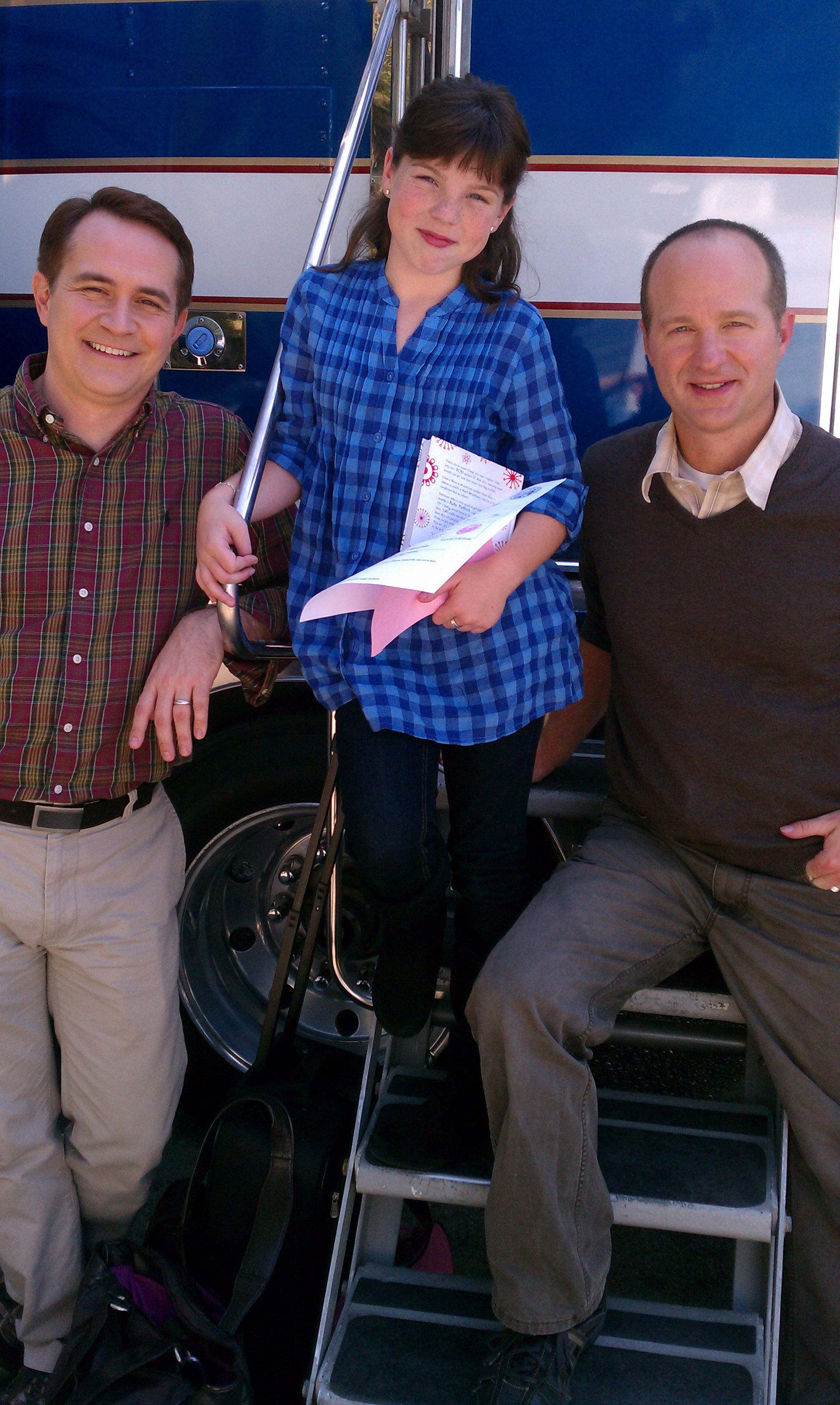 Two of the Dads with Alyssa on set of NBC 